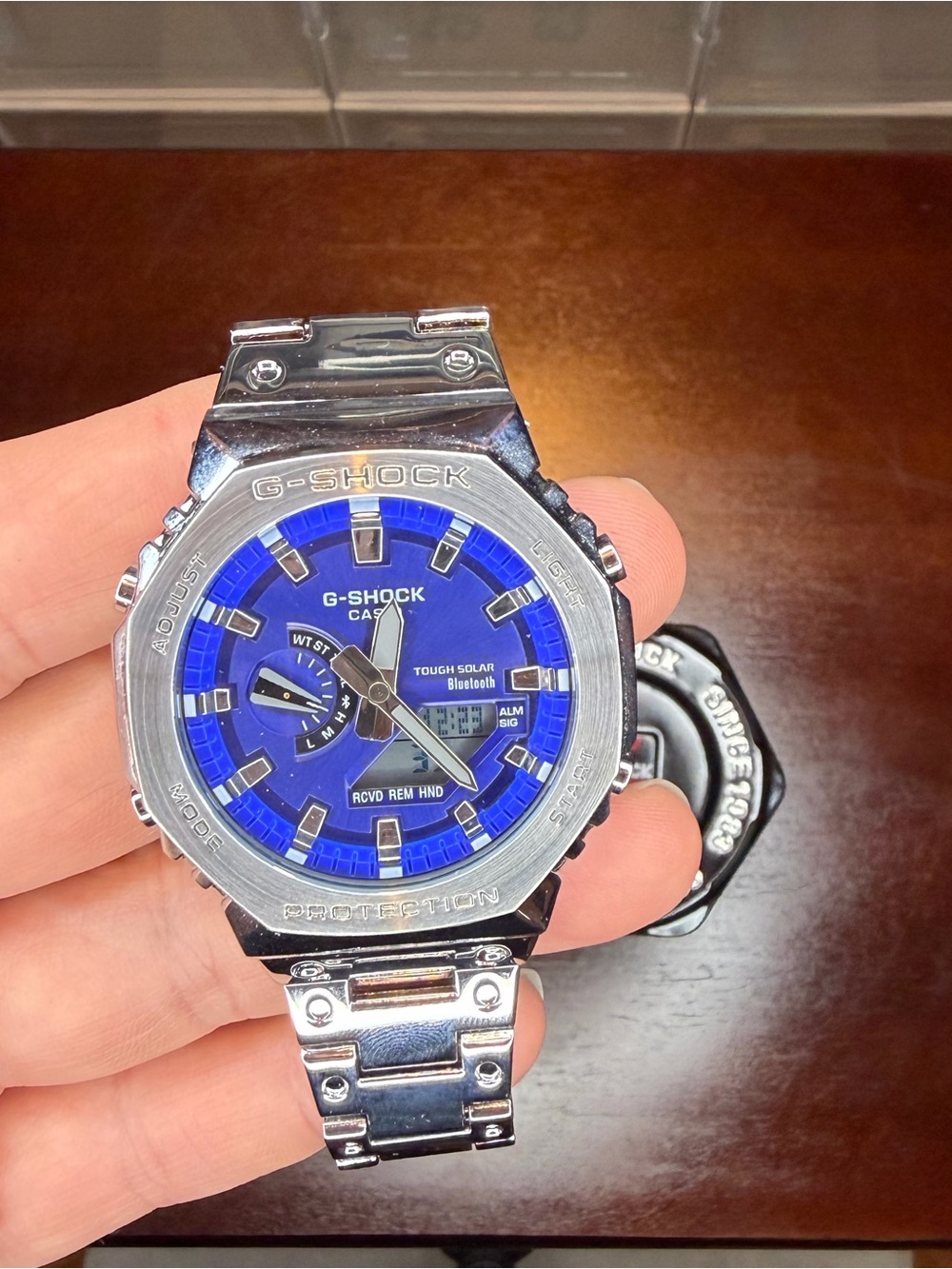 Casio G-Shock Full Metal "CasiOak" Silver & Blue Dial Watch (GM-B2100K)